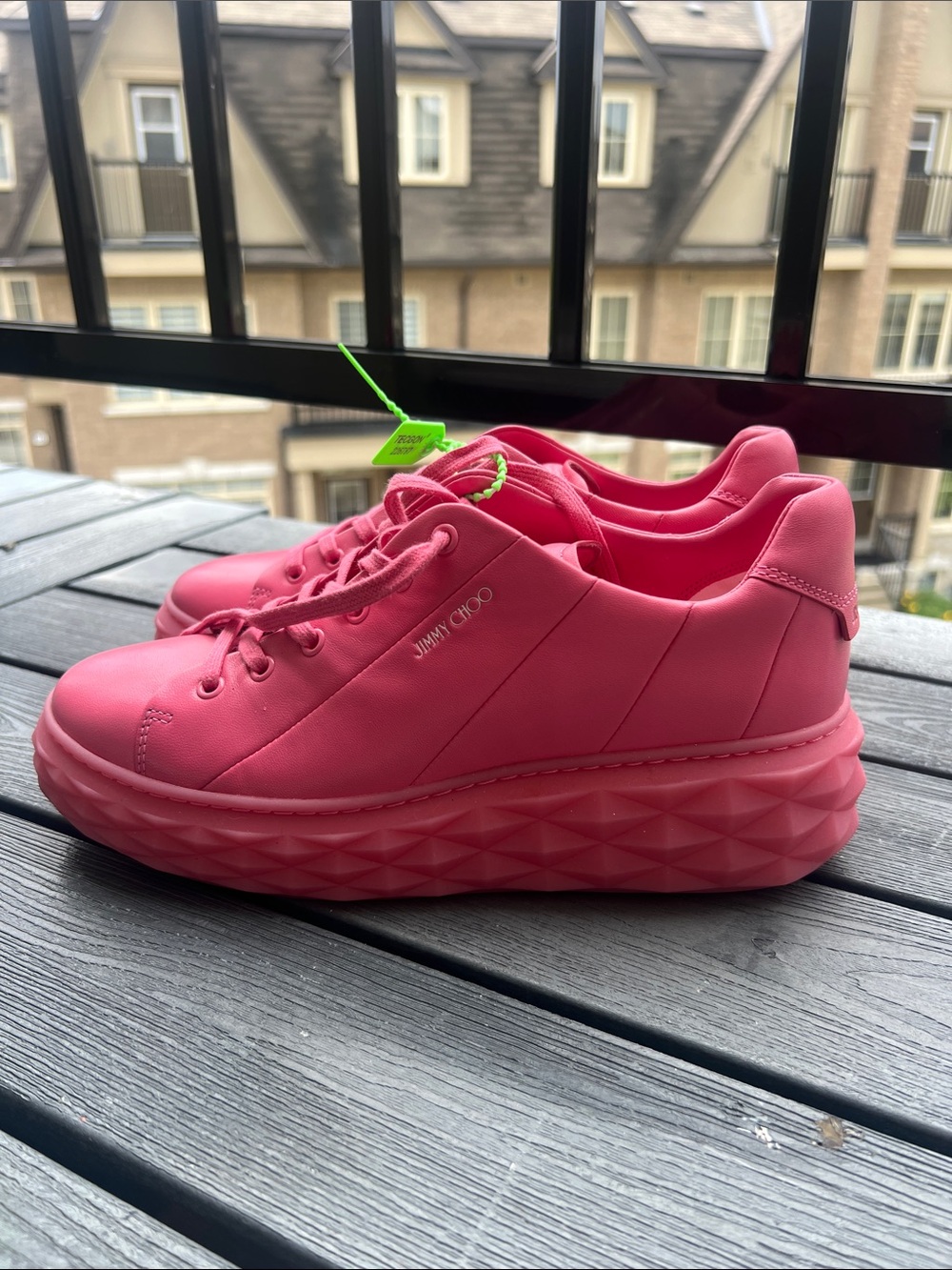 Jimmy Choo Coral Pink Platform Sneakers